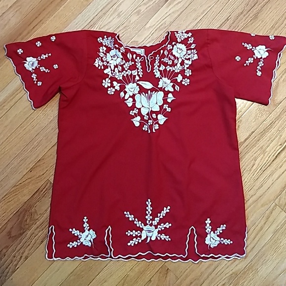 MenLor Tops - Vintage Mexican Embroidered Boho Blouse